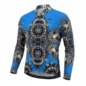 Paladin Cycling Full Zip Jacket Blue Mandela Long Sleeves Size Medium